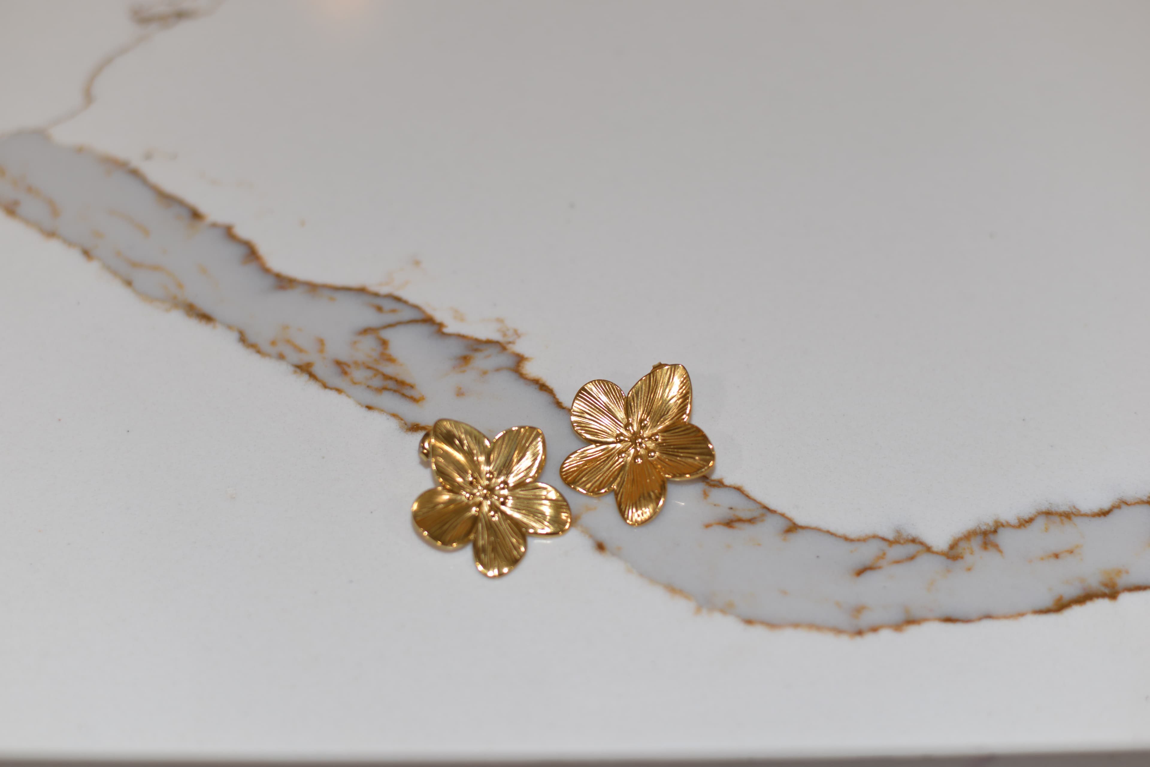 Gold Studded Flower Earrings image