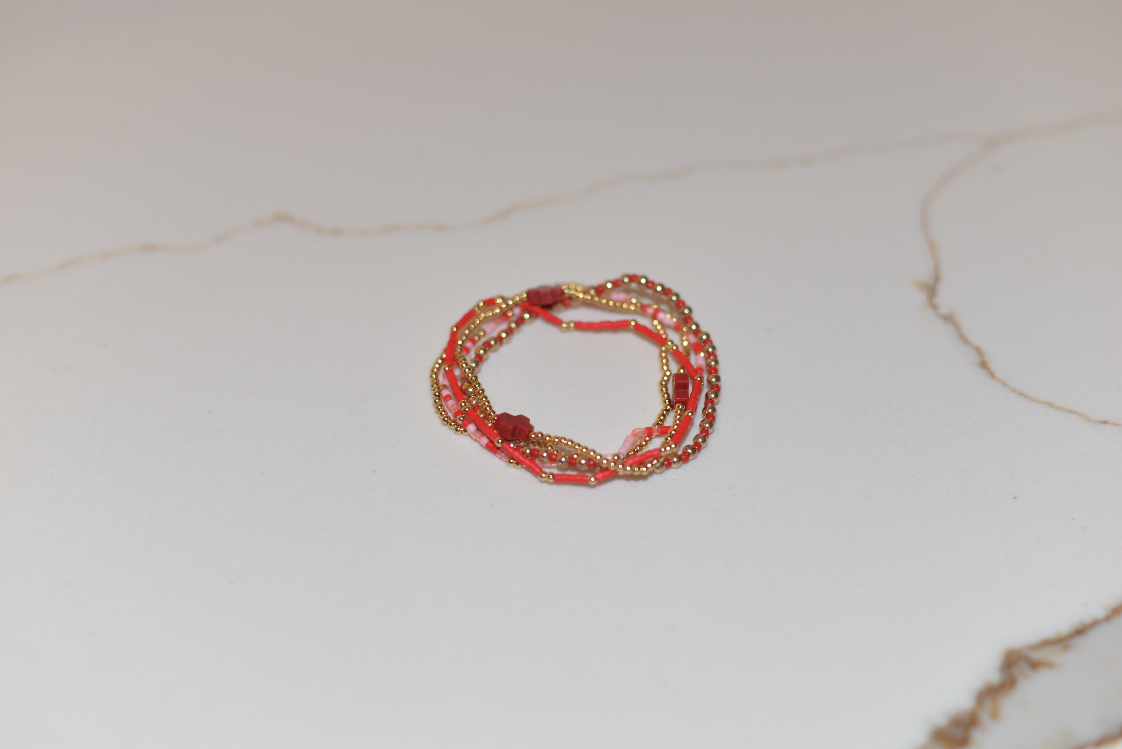 Gold Multicolor Beaded Bracelet Stack image